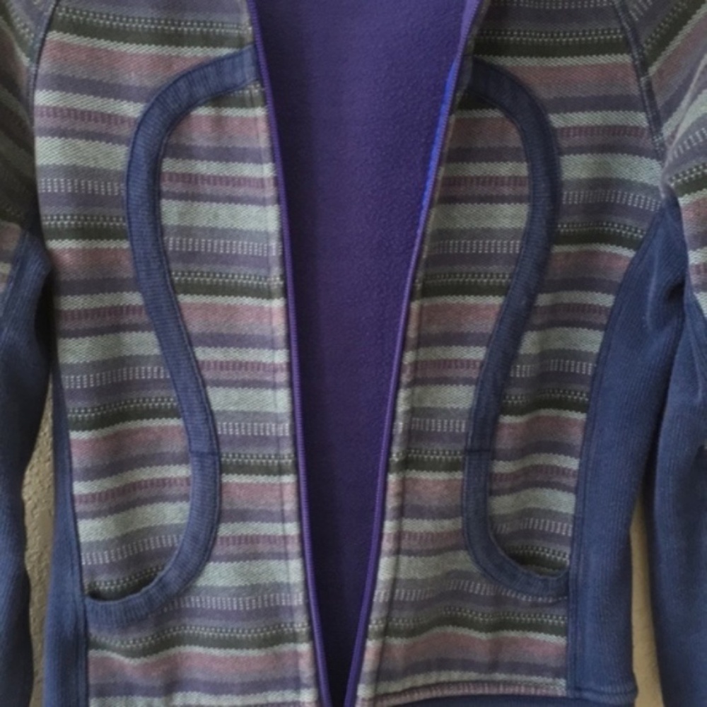 Lululemon Blue Striped Zip Front Hoodie Stride Jac